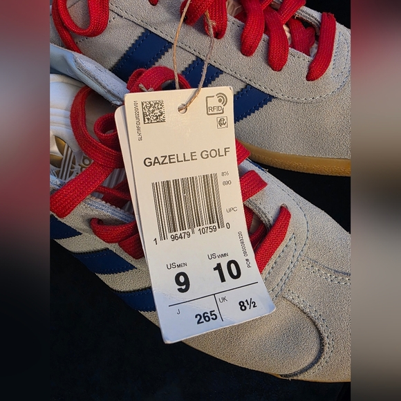NWT Adidas Gazelle Spikeless Golf in Clear Sky/Royal Blue/Scarlet W10 M9 - Picture 11 of 12